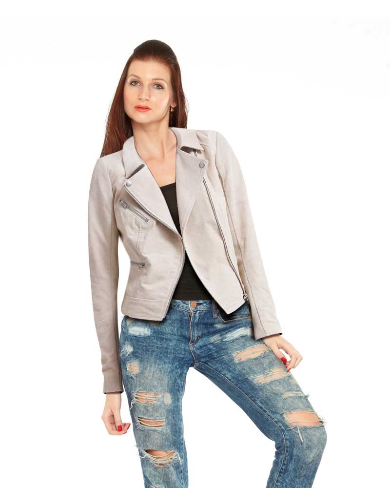 Stylish Womens Lapel leather Jacket