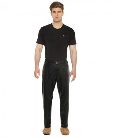 Men's Leather Sweatpants [Black]