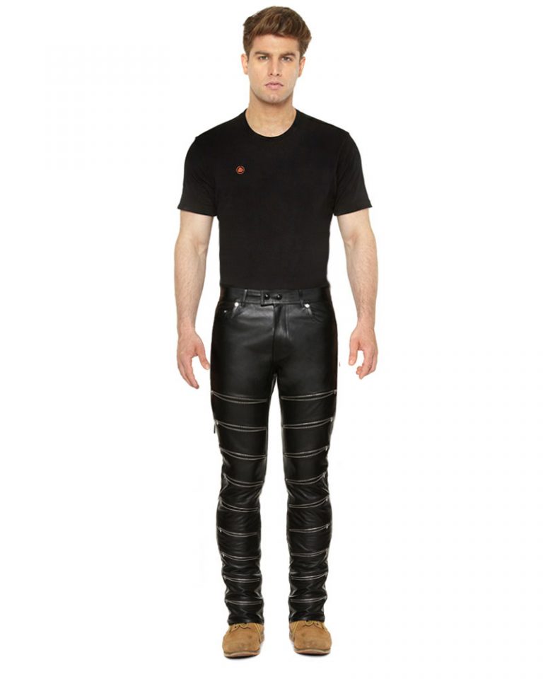black leather skinny trousers
