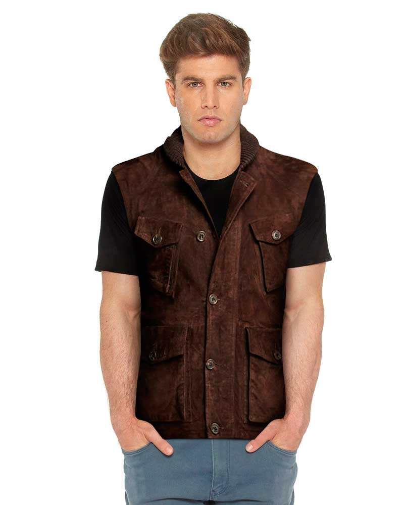 BROWN-SUEDE-VEST-WITH-RIBBED-COLLAR-front-3