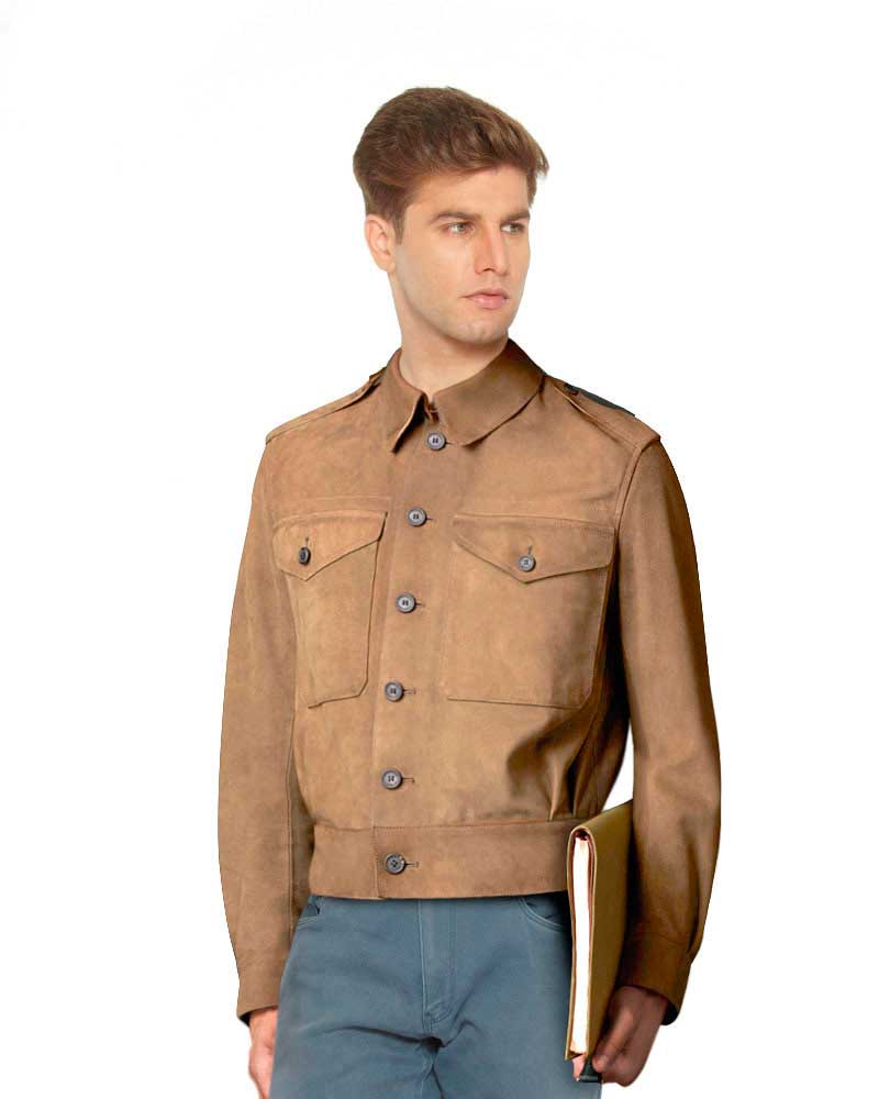 SHORT-OLIVE-GREEN-SUEDE-JACKET-WITH-LARGE-FLAP-POCKETS-front-1