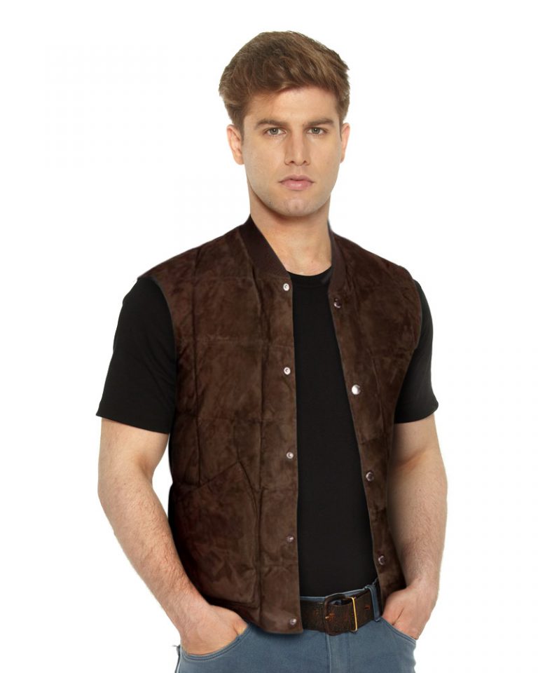 Mens Brown Suede Leather Vest Online at Leatherright