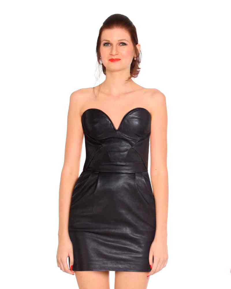 black leather bustier dress