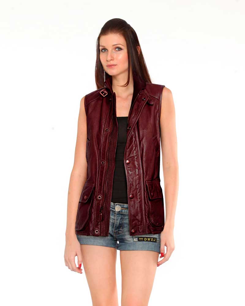 Women S Sexy Brown Leather Vest