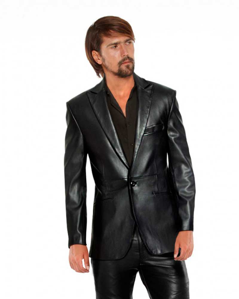 ONE-BUTTONED-LAMBSKIN-LEATHER-BLACK-BLAZER_-front-e1445230721796-1
