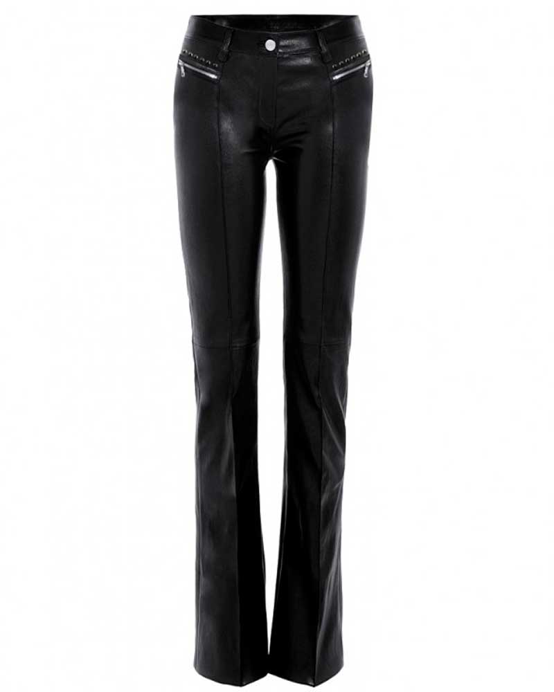 black leather jeans womens