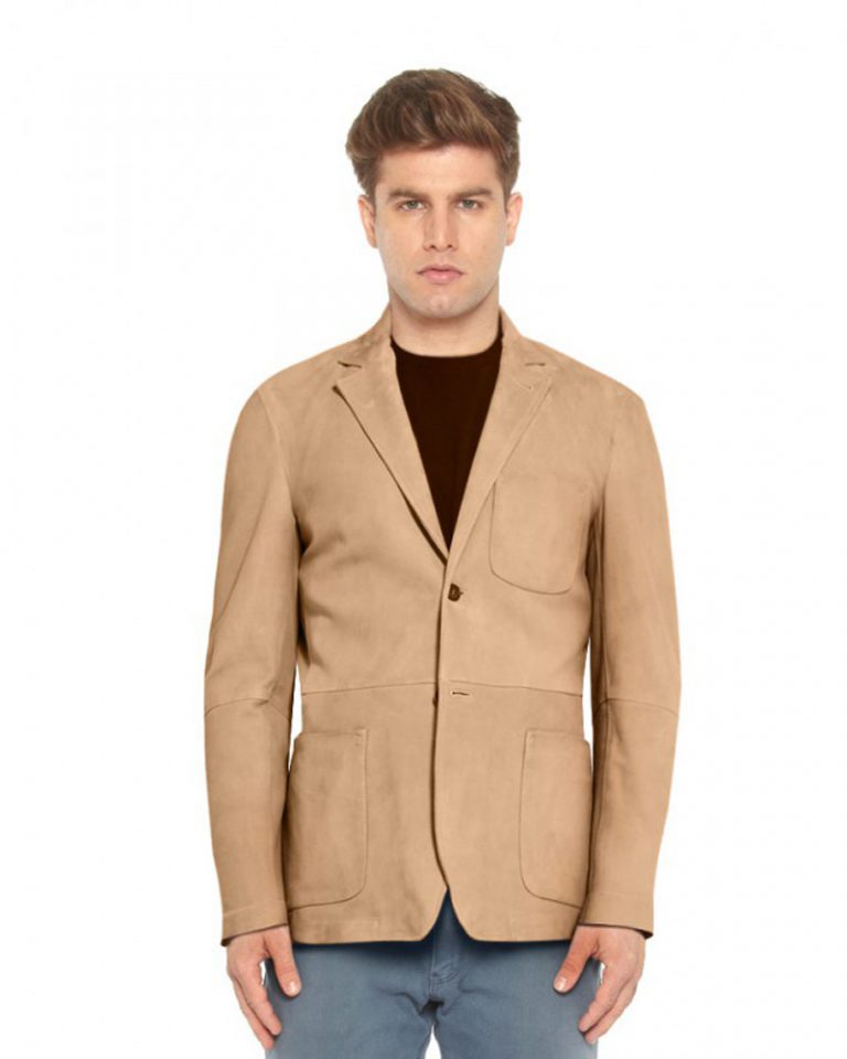Mens Suede Blazer with Patch Pocket