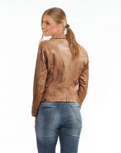 Stylish Camel Short Leather Jacket for Women