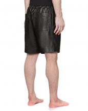 Mens Black Leather Shorts with Elasticated Waistline