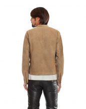 Mens Beige Suede Biker Jacket with D Ring Tabs