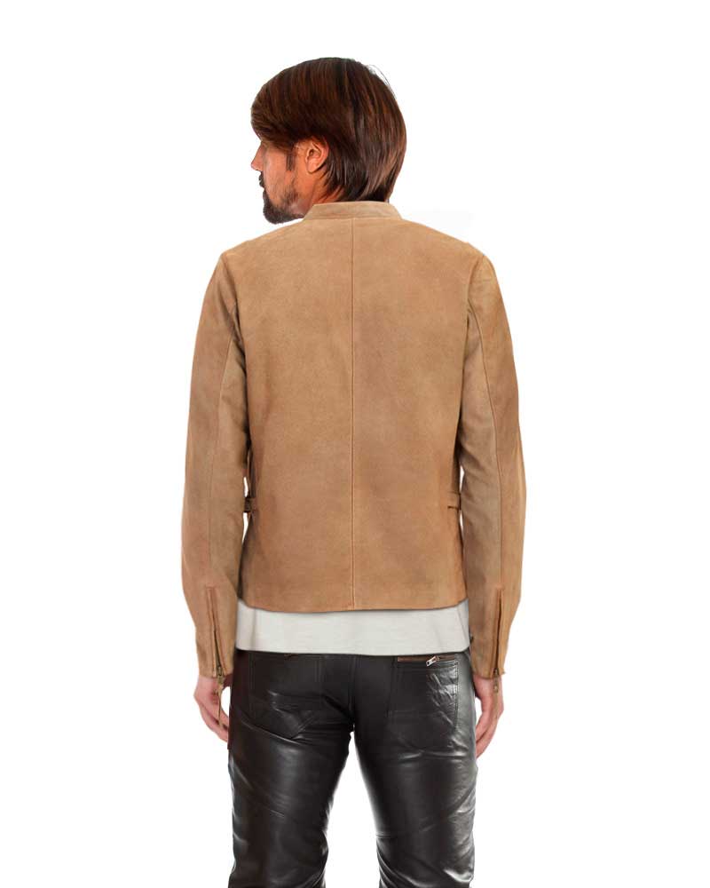 beige biker jacket