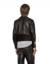 Elegant Mens Lambskin Leather Biker Jacket with Suede Panel