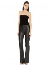 Womens Black High Waisted Flared Leather Pants