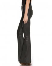 Womens Black High Waisted Flared Leather Pants