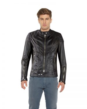 Classy Slim Fit Black Leather Moto Jacket