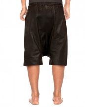 Mens Black Leather Shorts with Adjustable Drawstring
