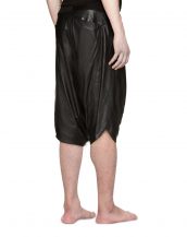 Mens Black Leather Shorts with Drop Crotch