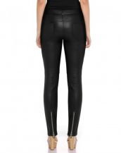 Womens Black Leather Pants with Ankle Zipper