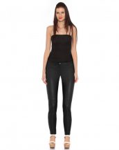 Womens Black Leather Pants with Ankle Zipper