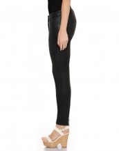 Womens Black Leather Pants with Ankle Zipper