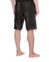 Mens Black Leather Shorts with Side Zippers