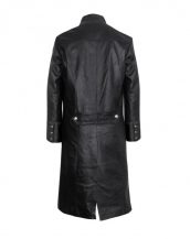 Classy Black Military Style Leather Coat