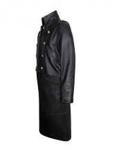 Classy Black Military Style Leather Coat