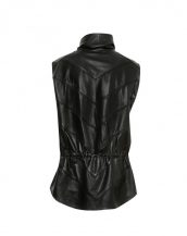 Mens Black Paneled Leather Poncho Costume