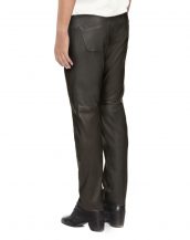 Mens Designer Black leather Slim Fit Trouser