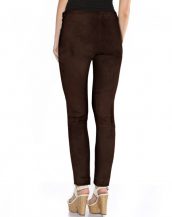 Womens Brown Suede Pants with Ankle Zippers