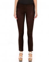 Womens Brown Suede Pants with Ankle Zippers