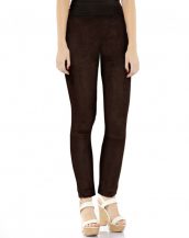 Womens Brown Suede Pants with Ankle Zippers