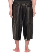 Mens Three Quarter Black Leather Shorts