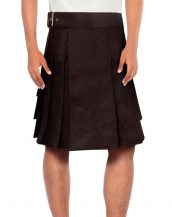 Mens Brown Leather Kilt with Waist Belt