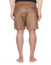 Mens Leather Shorts with Zippered Pockets