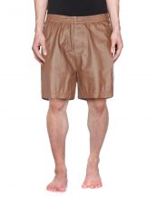 Mens Leather Shorts with Zippered Pockets