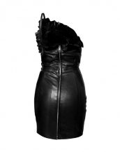 Womens Spooky Leather Dress with Ruffle Detail