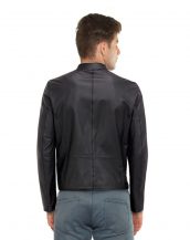 Mens Classic Black Leather Moto Jacket