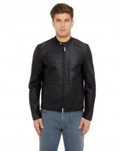 Mens Classic Black Leather Moto Jacket