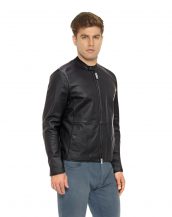 Mens Classic Black Leather Moto Jacket