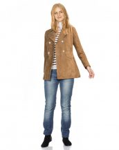 Womens Double Breasted Suede Blazer