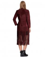Double Breasted Suede Fringed Coat