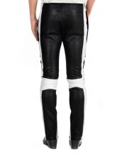 Mens Fashionable Lambskin Leather Trousers with Contrast Panels