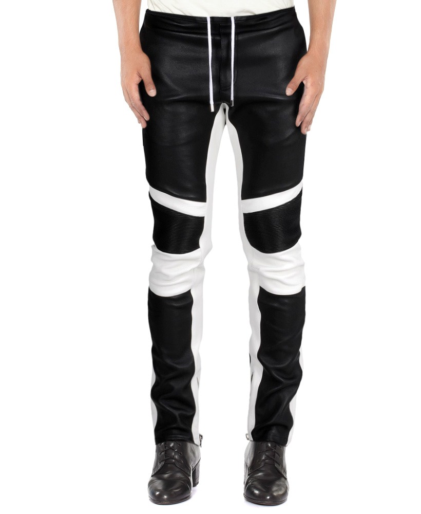 leather panel trousers