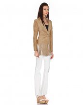 Womens Fringed Suede Blazer