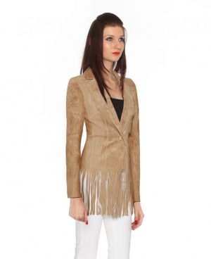 Womens Fringed Suede Blazer