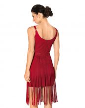 Classy Suede Fringe Dress with Scoop Neck