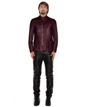 Mens Classic Leather Jacket with Large Flap Pocket