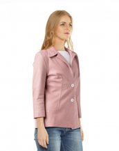 Womens Leather Blazer with Zipped Cuffs