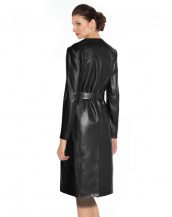 Leather Trench Coat with Wide Lapels
